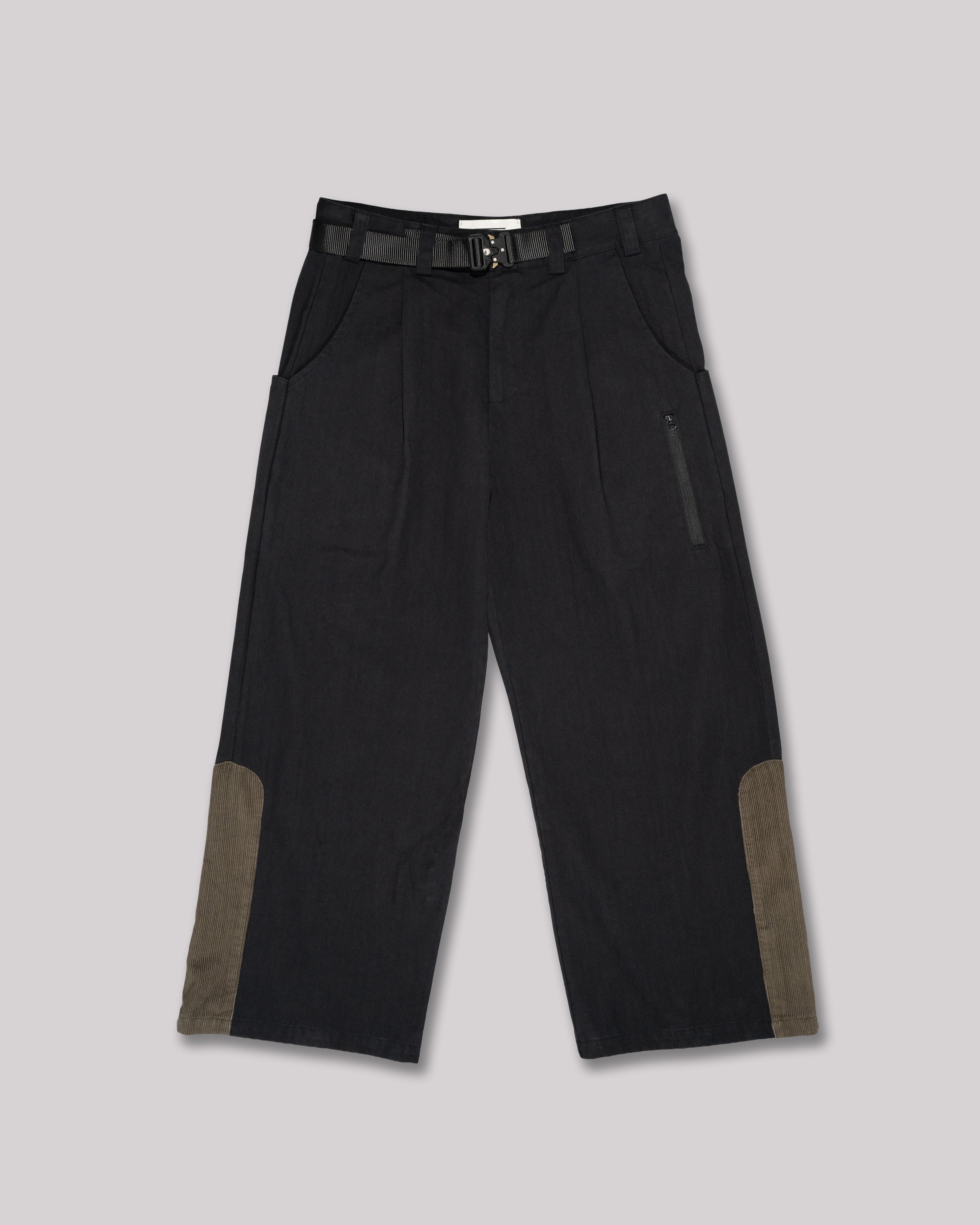 Sango Twill Herringbone Pleated Pants - Black Coffee