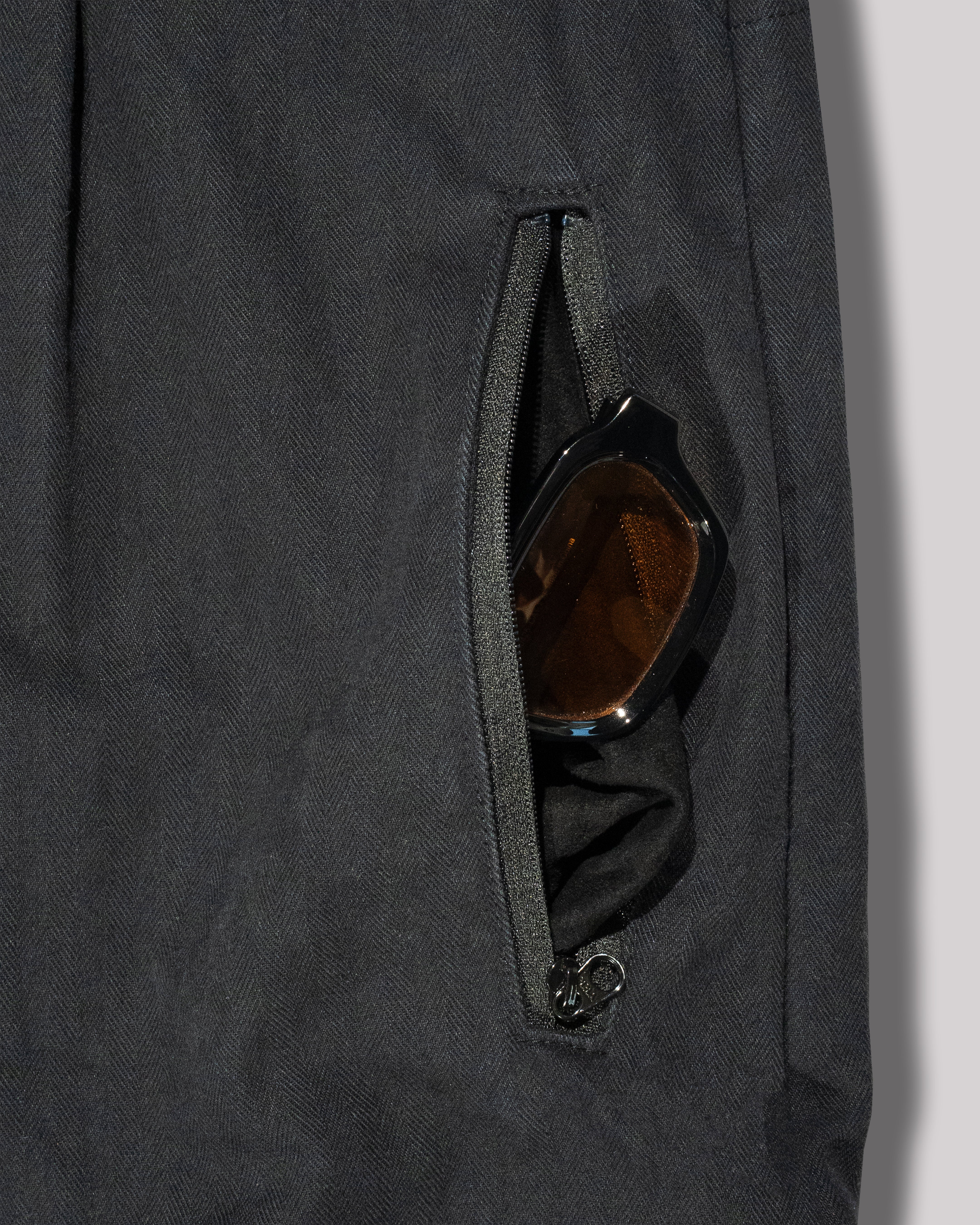 Sango Twill Herringbone Pleated Pants - Black Coffee-thumbmail-5