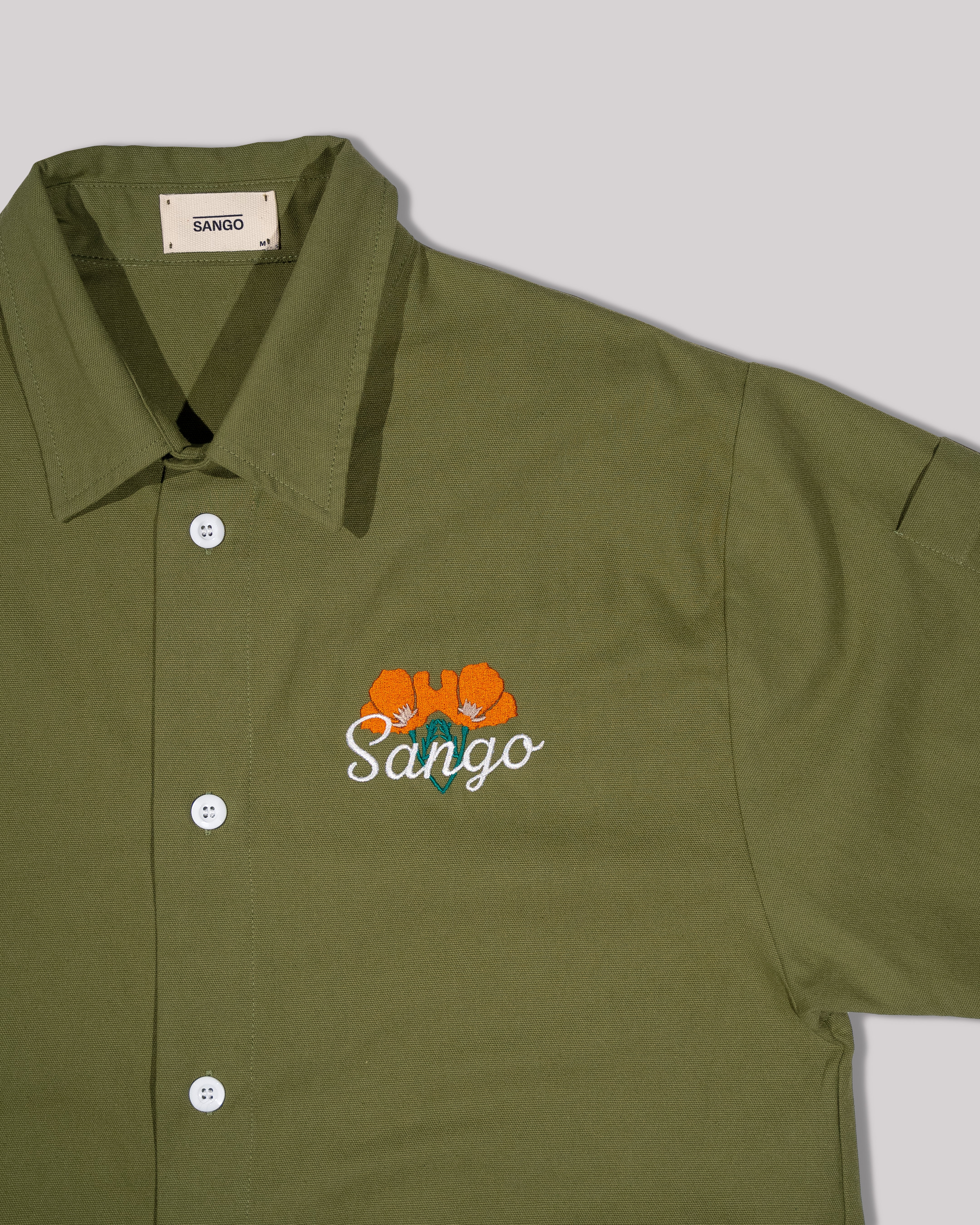 Sango Duck Canvas Work Shirt - Olive Green-thumbmail-2