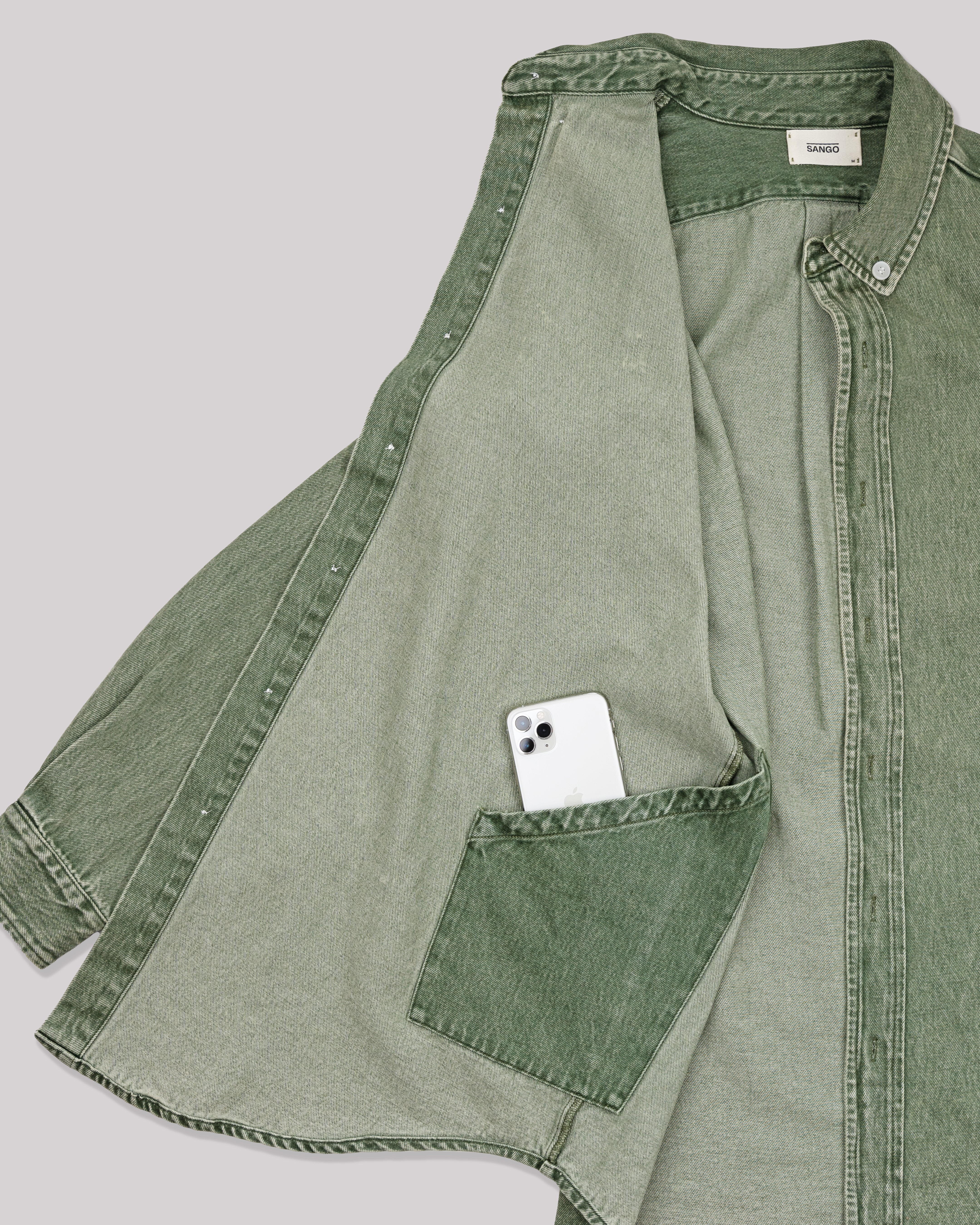 Sango Oversized Vintage Washed Denim Button Up-thumbmail-3
