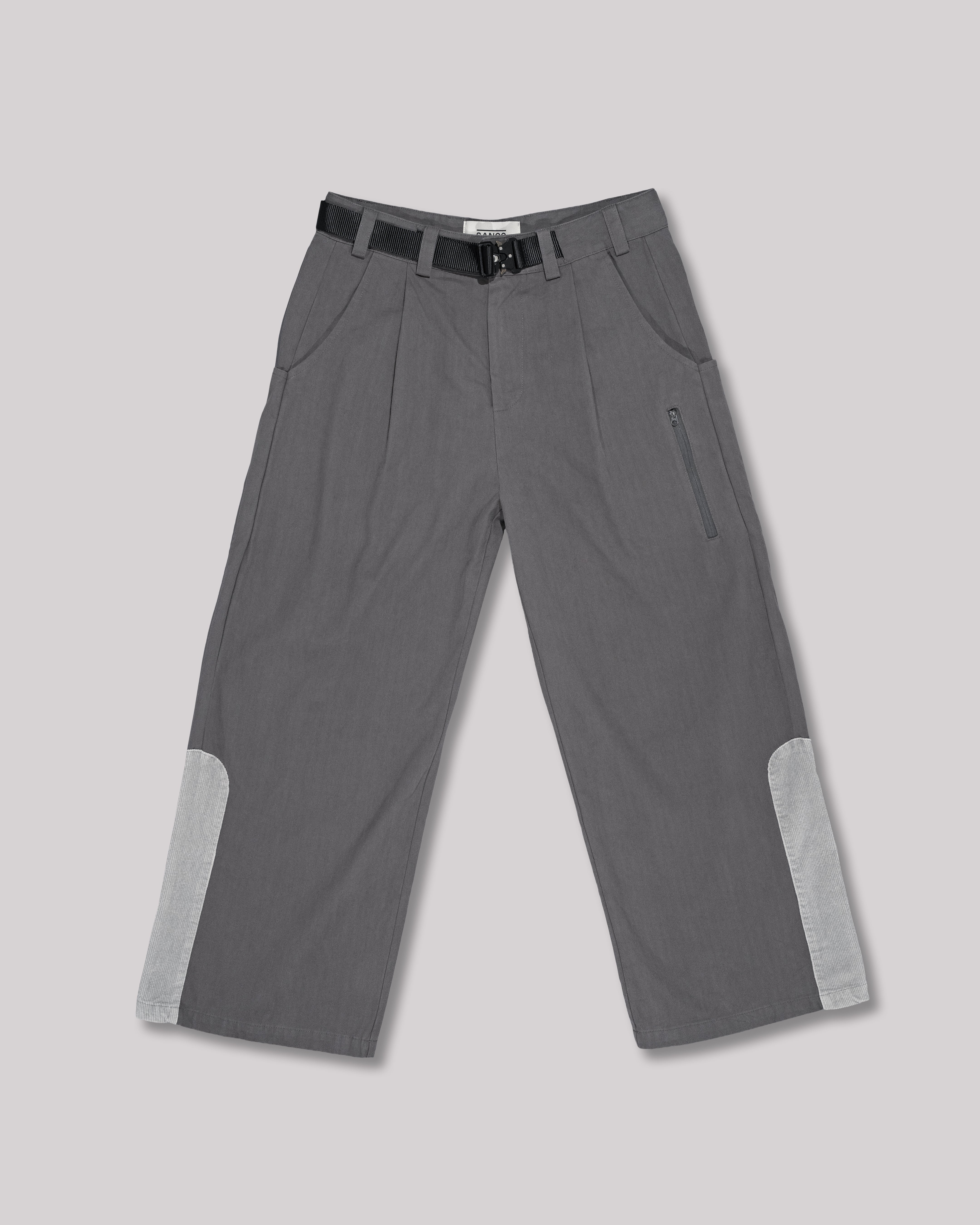 Sango Twill Herringbone Pleated Pants - Phantom Slate