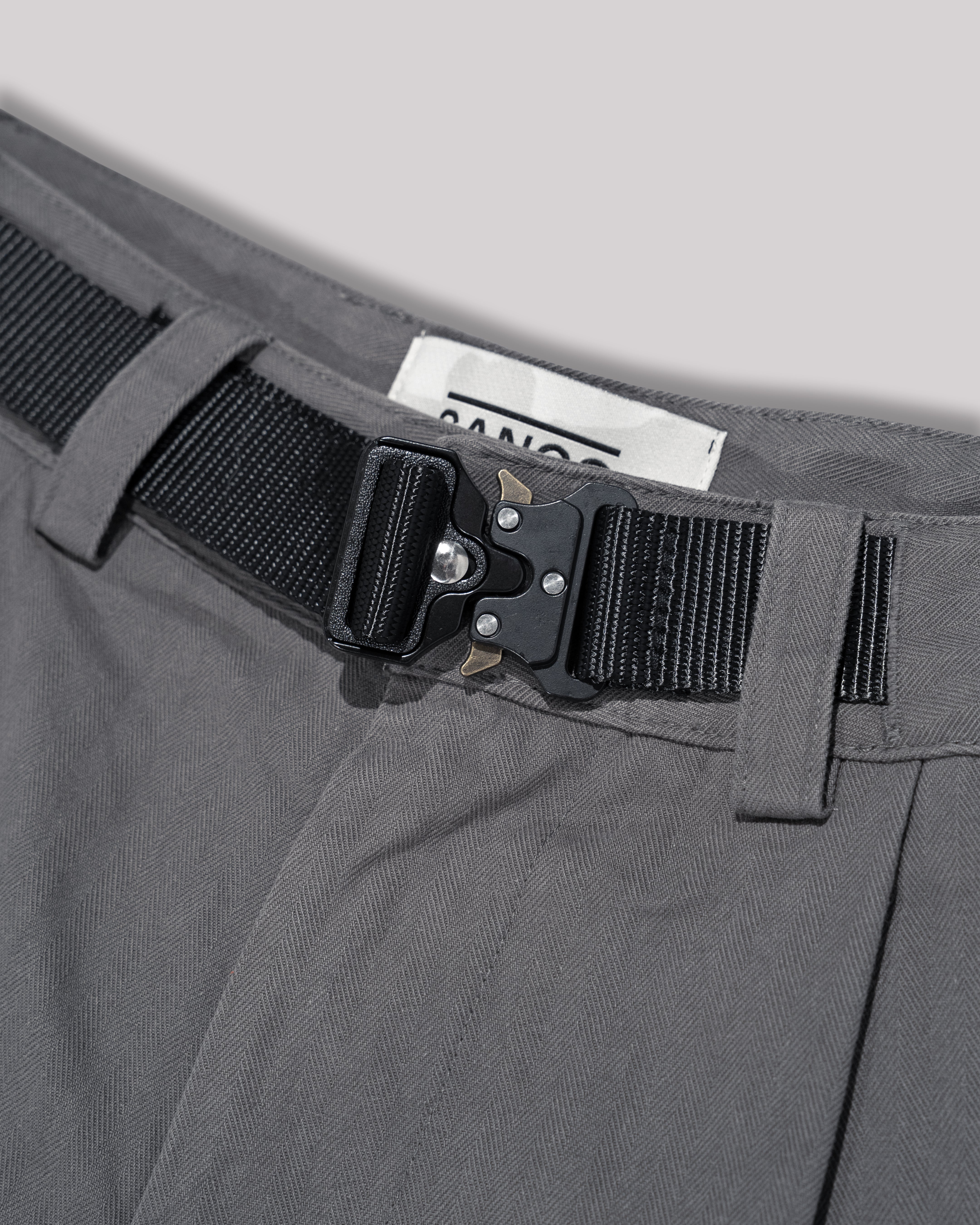 Sango Twill Herringbone Pleated Pants - Phantom Slate-thumbmail-2
