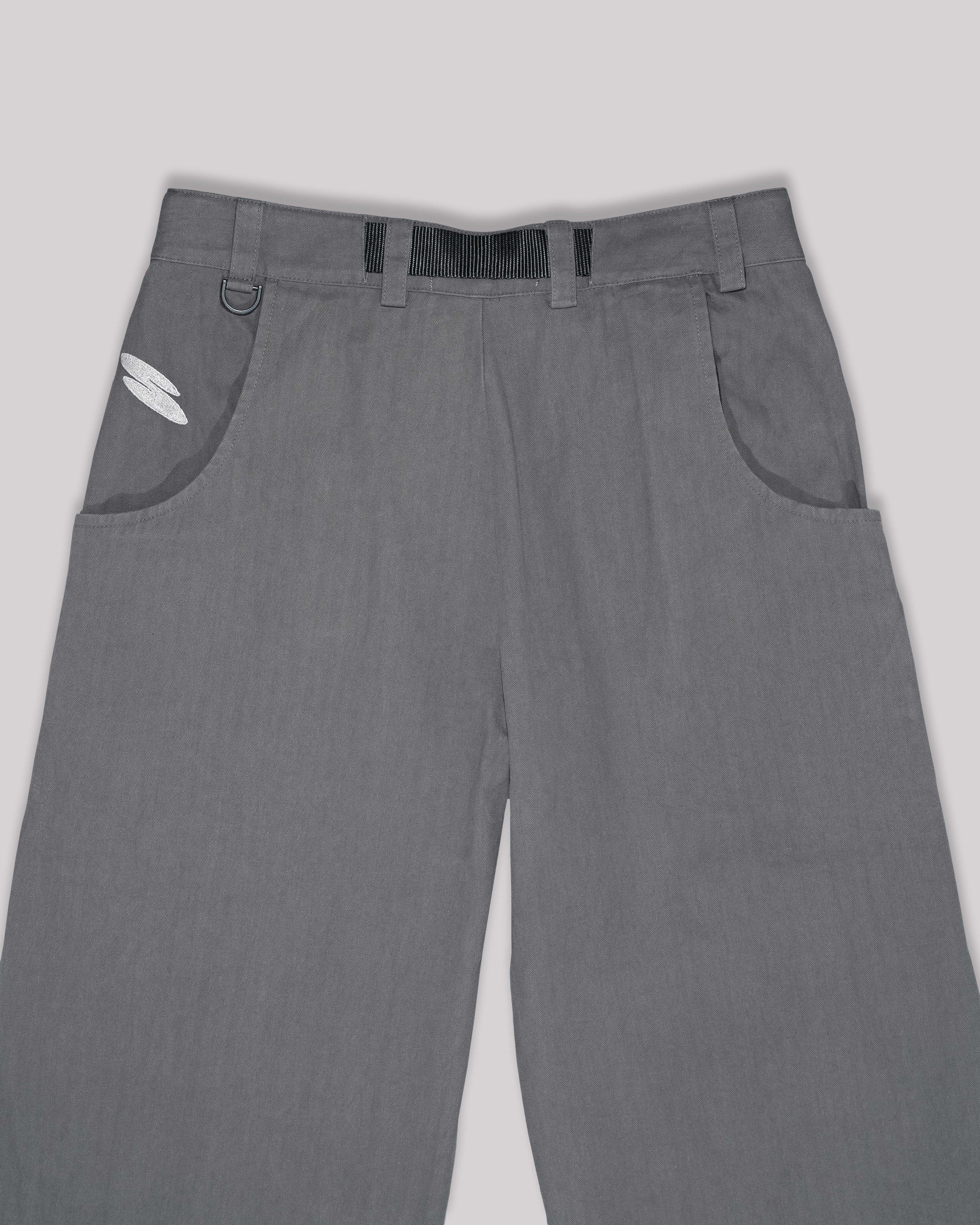 Sango Twill Herringbone Pleated Pants - Phantom Slate-thumbmail-6