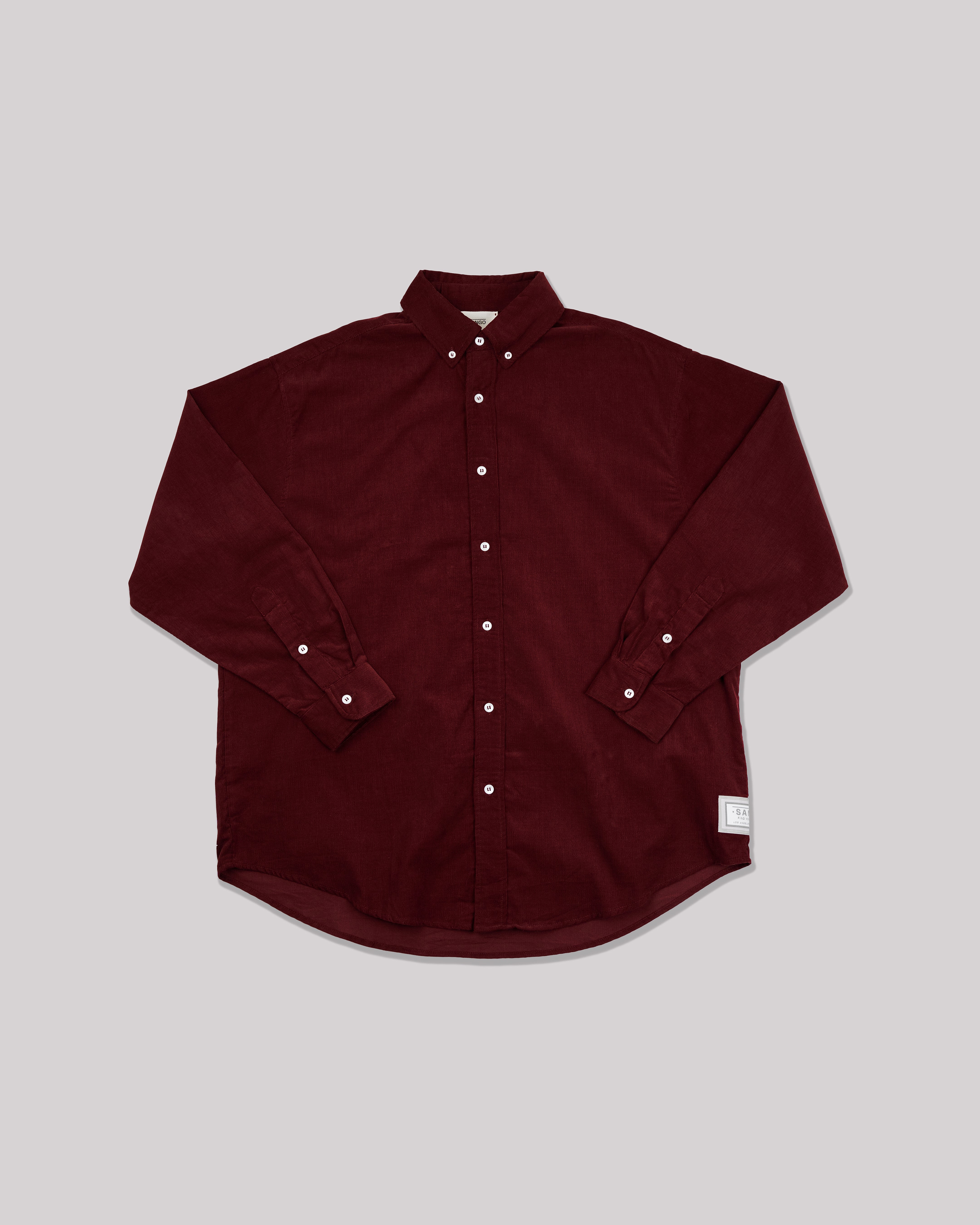 Sango Oversized Corduroy Button Up - Wine Red