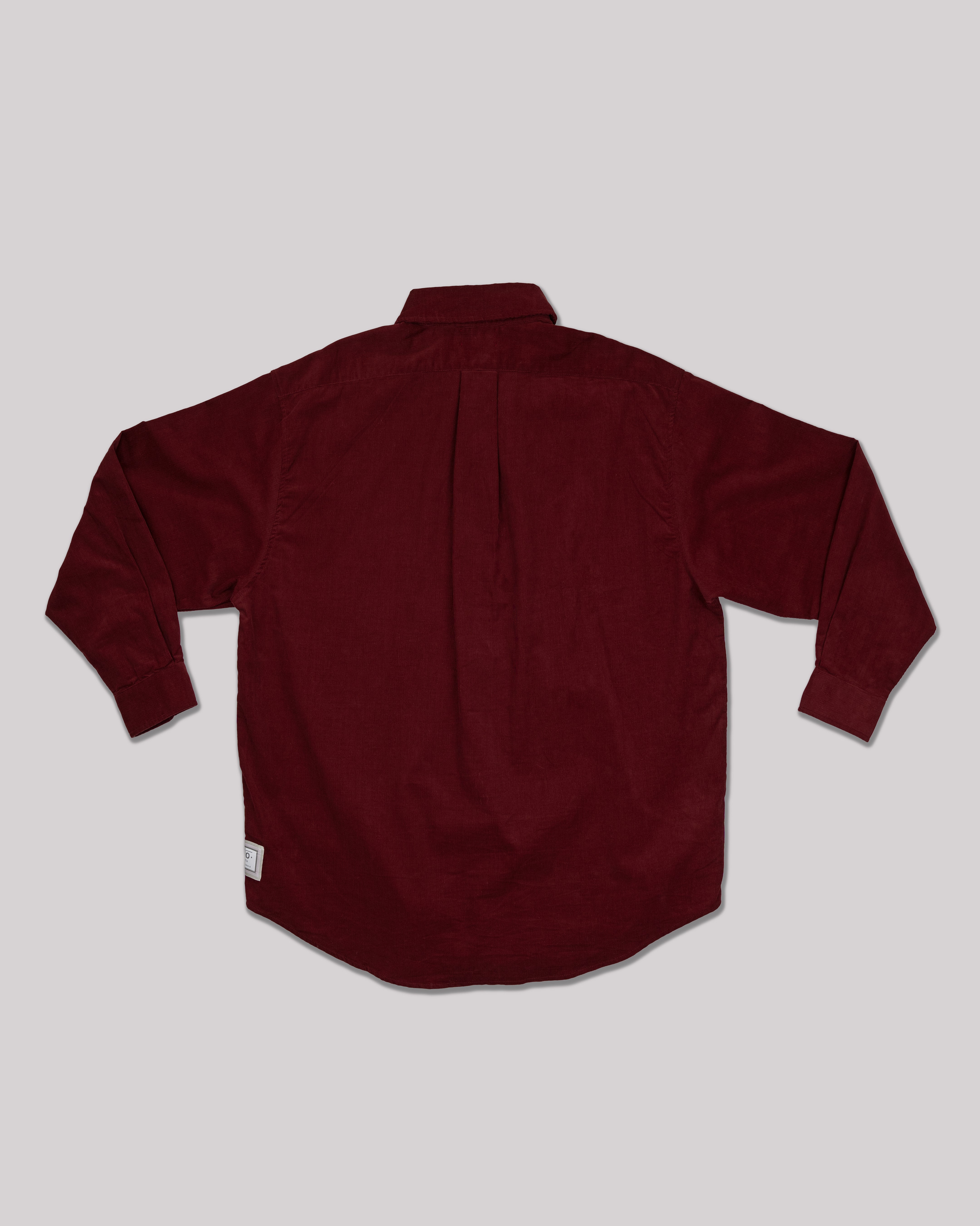 Sango Oversized Corduroy Button Up - Wine Red-thumbmail-2
