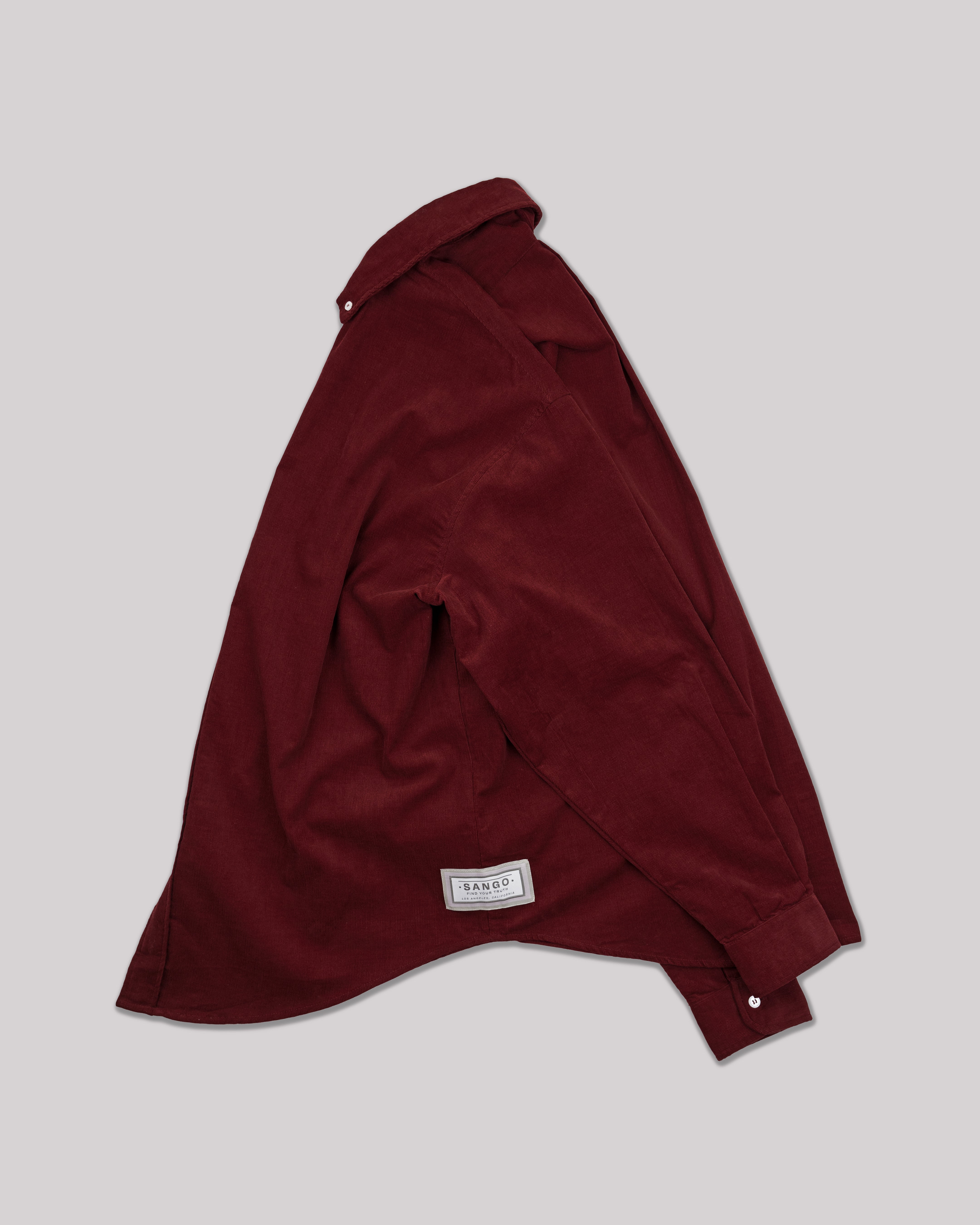 Sango Oversized Corduroy Button Up - Wine Red-thumbmail-3