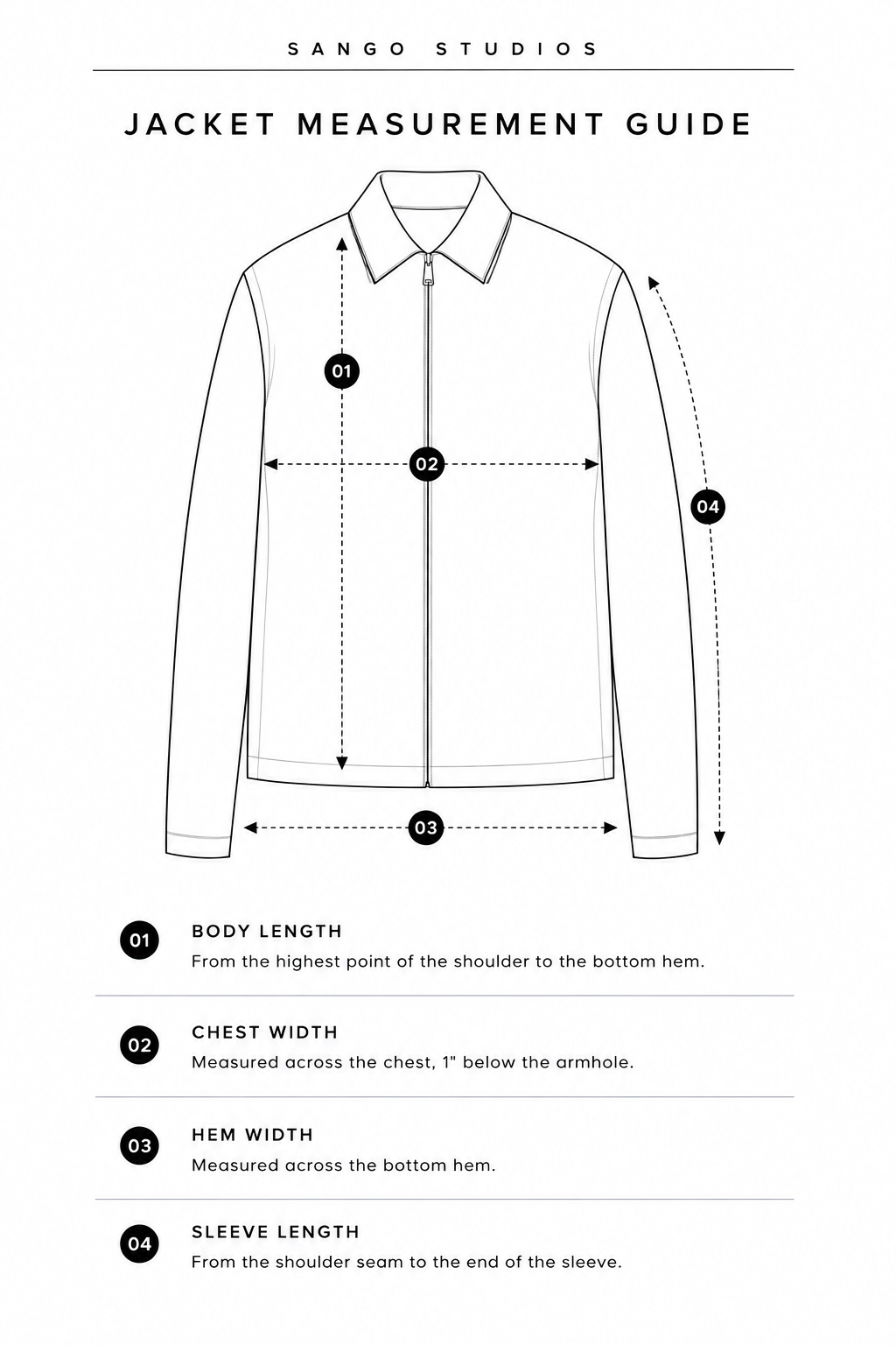 Garment measurement diagram
