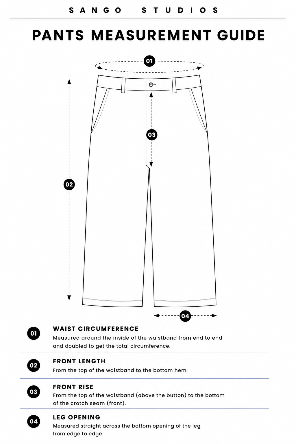Garment measurement diagram